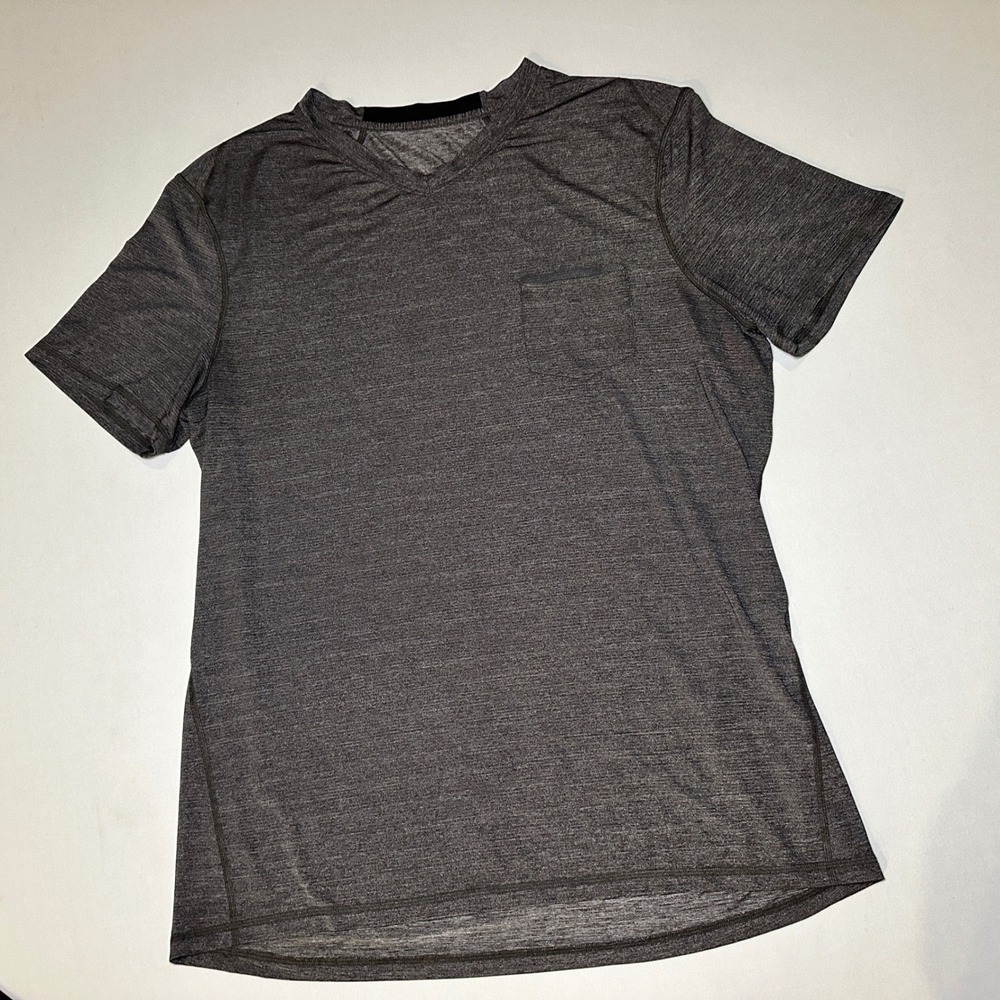 Lululemon Pocket Shirt Mens XL  Dark Gray V Neck Athleisure Run Stretch Commuter